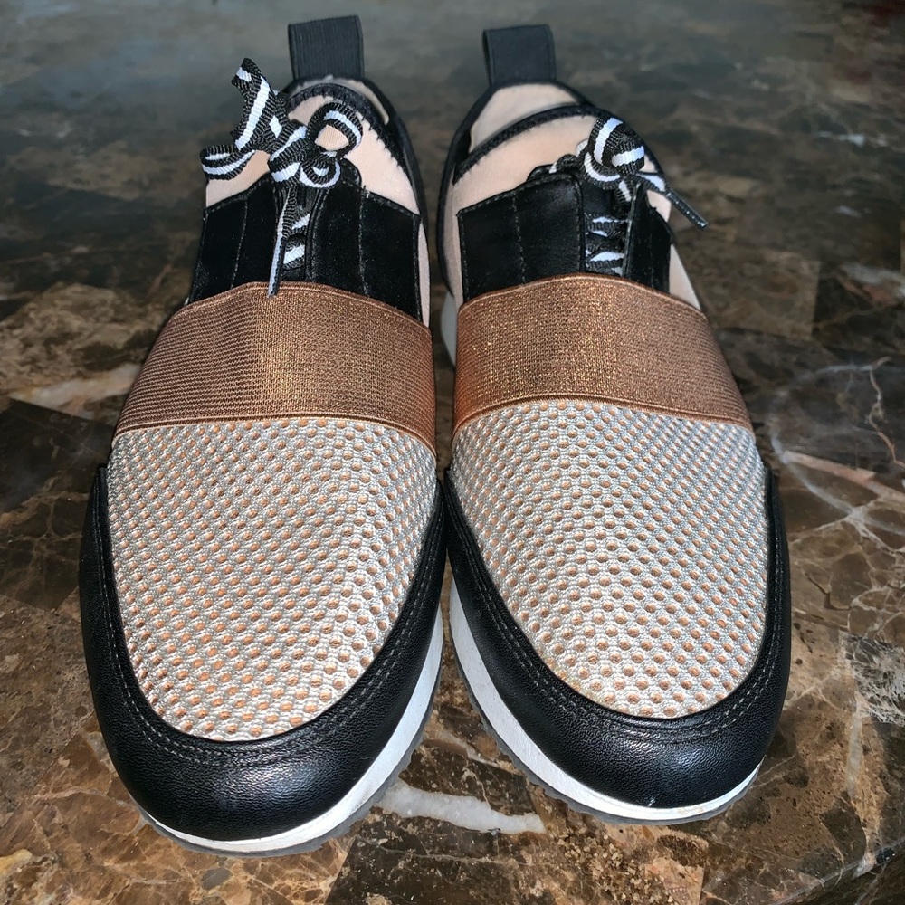 Rose Gold/Nude/Black Tennis Shoes